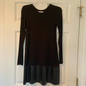 Bailey 44 Black Long Sleeve Dress with Leather Hem Size M